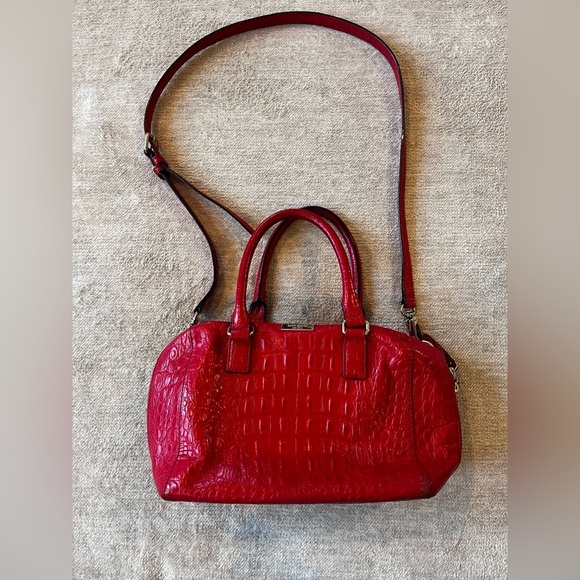 KATE SPADE Rialto Place Alessa Croc Embossed Red Leather Satchel Bag Mobwife - Picture 1 of 8